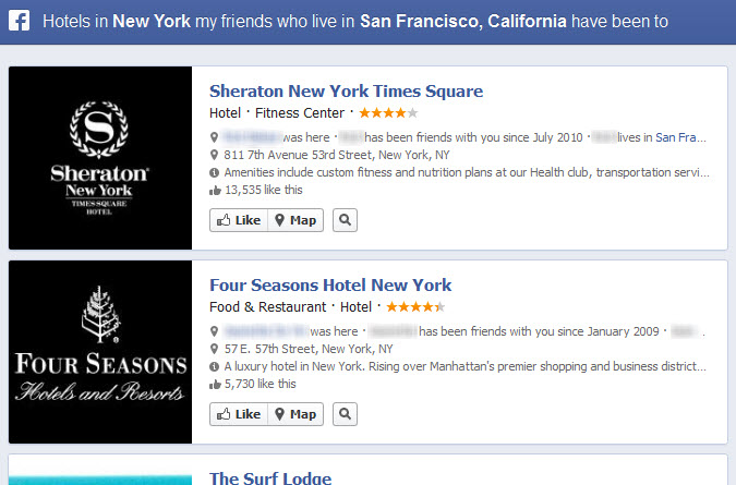Facebook Graph Search Hotels in NY My Friends Who Live in San Francisco Have Been To