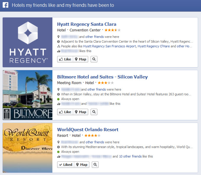 Facebook Graph Search Hotels My Friends Like and Have Been to