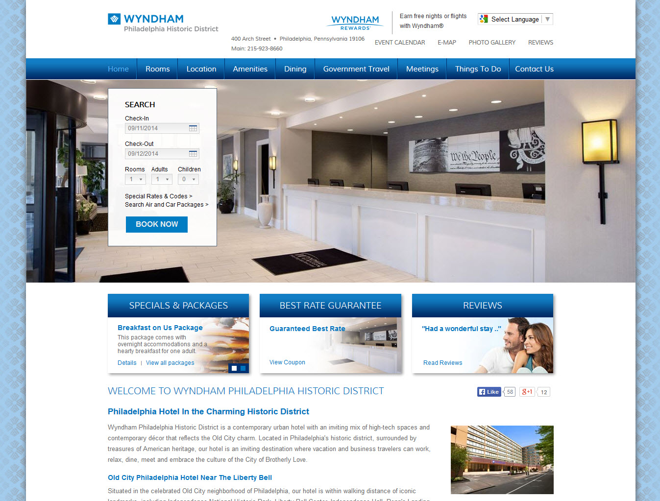 Wyndham Philadelphia Historic District Website Design & Digital Marketing image