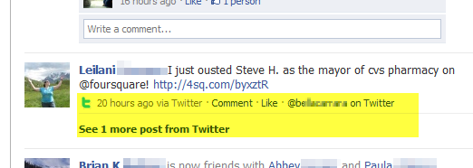 Twitter on Facebook Twitter feeding directly into Facebook