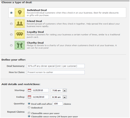 Deal types and settings Deal types and settings