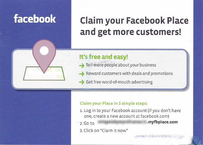 Facebook Places Postcard (back) Facebook Places Postcard (back)