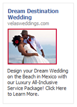 Facebook PPC ad example Velas Weddings contest