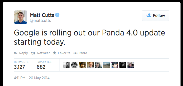 Matt Cutts Panda Tweet