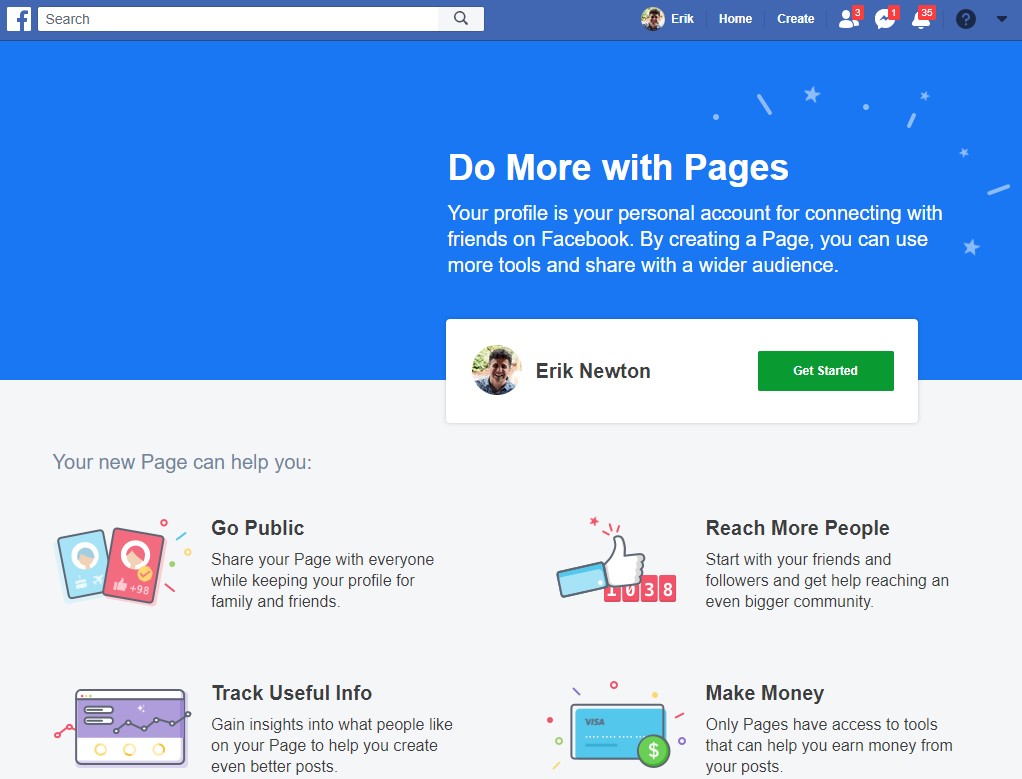 How To Create Or Change Facebook Profile To Page