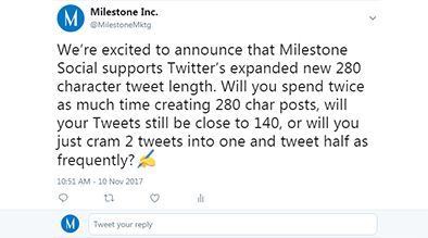 Supersized tweets? What will you do with all that extra space? - milestoneinternet.com, Milestone Inc.