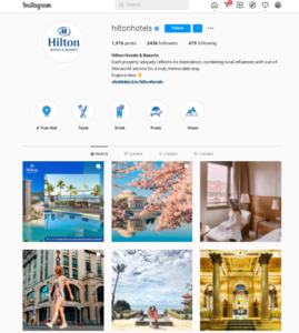 Hilton Hotes Instagram Profile