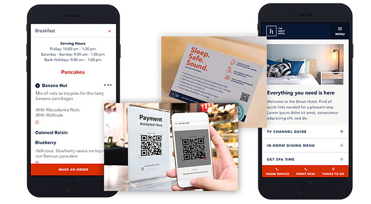 contactless features and QR codes for hospitality