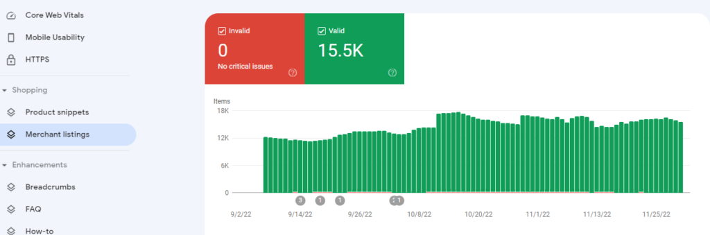 Merchant listing report in GSC